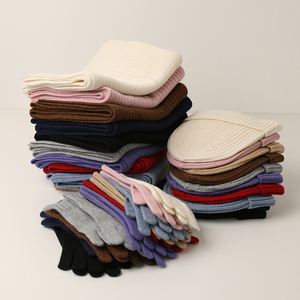 Ensembles Chauds Hiver en 100% Laine Mérinos pour Femmes et Filles, Écharpe <span class=keywords><strong>Bonnet</strong></span> et <span class=keywords><strong>Gants</strong></span> Tricotés Élé<span class=keywords><strong>gants</strong></span> en Laine - Product Image 1