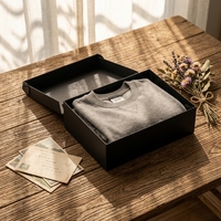 Boîte cadeau à couvercle rabattable noir mat pour vêtements décontractés, carton rigide épais, emballage élégant pour sweat-shirts, vestes et streetwear