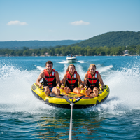 Bouée gonflable PVC pour 3 personnes, tractable par bateau, avec corde, capacité jusqu'à 200 kg