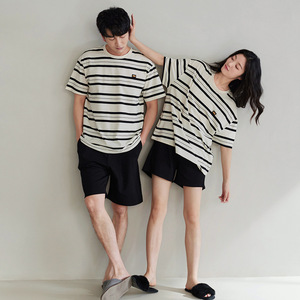 <span class=keywords><strong>Pijamas</strong></span> de Verano de Manga Corta para Parejas [Cool Sense], Algodón, Rayas, Conjunto para Hombre y Mujer, Venta al Por Mayor - Product Image 3