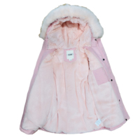Parka longue rose personnalisée pour femme, chaude, en fourrure, avec logo sur mesure, fermeture éclair, rembourrage polyester