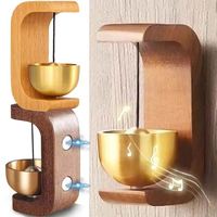 Sonnette de porte en bois de laiton massif avec bouchon de courant d'air de printemps Accessoires de réfrigérateur fabriqués à la main Cadeaux Cloches Carillons éoliens pour la décoration intérieure