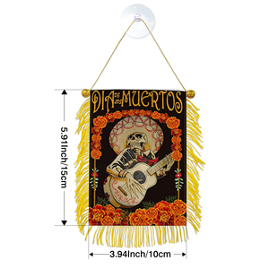 Banderas de Coche con Diseño del Día de los Muertos en México, 10x15cm, Mini Banderines para Ventana con Ventosa - Product Image 5