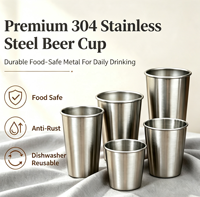 Vaso de Acero Inoxidable Apilable de Pared Simple para Fiesta y Cerveza con Logotipo Personalizado, Vaso Metálico Plateado para Agua y Bebidas