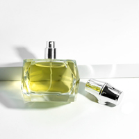 Flacon de parfum vide en verre cristal épais taillé en prisme, 100 ml, avec pulvérisateur à pompe, couleur personnalisée, sérigraphié, style bambou poli
