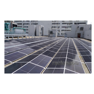 Sistema de estantería de techo con balasto Eastwest, balasto de doble inclinación, soportes de montaje de panel solar, estructura de montaje de techo de prueba de túnel de viento - Product Image 1