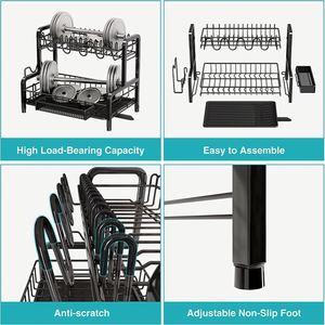 Best 3 Tier Dish Rack Stainless Steel Sink Drain Rack Kitchen Helper <b>Basket</b> Kitchen <b>Vegetable</b> Storage Dish Drainerrack - Product Image 6