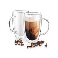 Tasses à café en verre à double paroi borosilicate, 1 pièce, 2 pièces 4 pièces, 450ml, cadeaux d'affaires créatifs, avec poignée