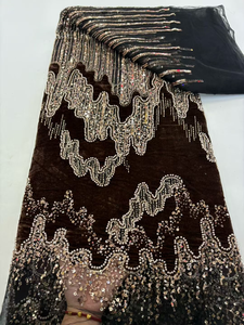 Ni. Ai Chất lượng cao đính cườm ren vải sang trọng Sequins Net ren nhung ren với ngọc trai cho phụ nữ bên - Product Image 2