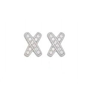 Orecchini minimalisti a forma di X con zirconi per donna, gioielli alla moda in stile lettera piccola - Product Image 6