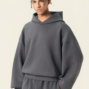 高品質350gsmノースリーブ無地フリースドロップショルダーフーディメンズコットンプルオーバー卸売カスタム刺繍フーディ - Product Image 3