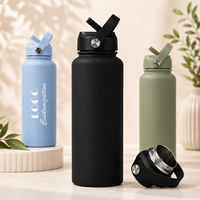 Bouteille d'eau isotherme en acier inoxydable écologique 1000 ml sans BPA avec logo personnalisé et paille, isolation thermique 12-24 heures