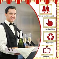 Plateaux à collation en bois avec sangle 15 x 11 x 2 pouces, plateaux de service pour soirées cinéma, porte-popcorn et boissons pour 20 personnes