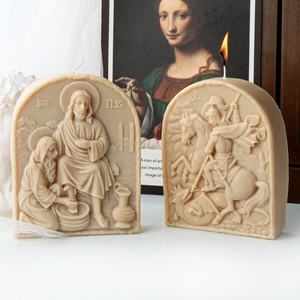 Molde de Silicona para Velas con Relieve de Lavado de Pies de Jesús, Molde de Resina para Jabón con Relieve de <span class=keywords><strong>Caballero</strong></span> y Caballo para Decoración de Arte con Velas de Arcilla - Product Image 3