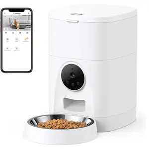 Alimentatore automatico per animali domestici con videocamera HD 1080p Wifi collegato alimentazione 5V per dispenser di ciotole per alimenti per cani di controllo nuovo alimentatore intelligente