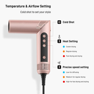 Multi Styler Hair Dryer 90 Degree Foldable AC Motor Rose Gold 5 In 1 With Concentrator And Diffuser Nozzles - Product Image 2