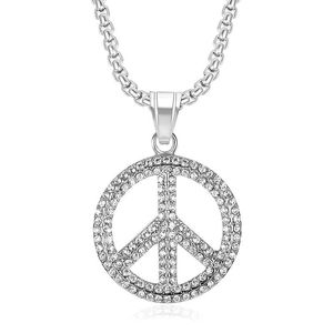 Colliers de bijoux Hip Hop en acier inoxydable 316L PVD, étanches, avec symboles anti-<span class=keywords><strong>guerre</strong></span> et paix, sertis de pierres, pour la vente en gros - Product Image 5