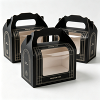 Boîte à gâteau en carton écologique et recyclable, portable, avec fenêtre, protection UV, design auto-érectable, poignée, tailles personnalisées disponibles