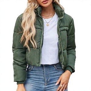 SOLID INTERNATIONAL Women's Green <b>Puffer</b> <b>Jacket</b> Regular Length Zipper Closure Stand Collar Casual Style Eco-Friendly Thick 70% - Product Image 4