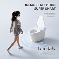 WC intelligent monobloc en céramique avec bidet intégré, chasse d'eau à jet siphonique, chasse automatique, siège chauffant et télécommande, à poser au sol