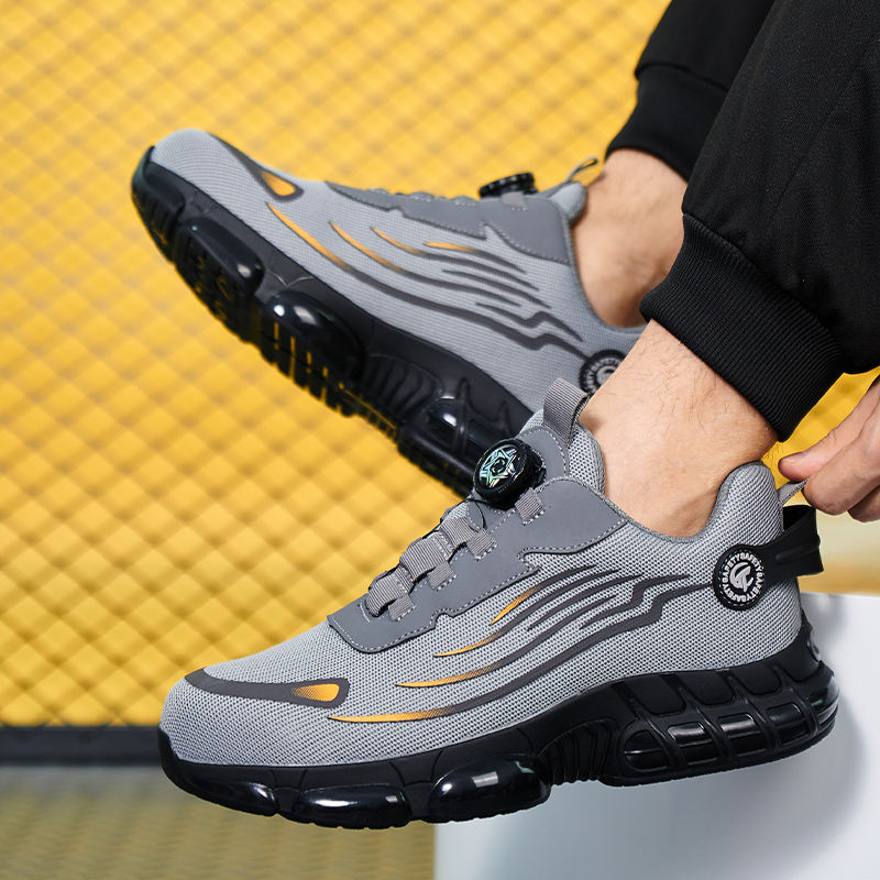Zapatillas de trabajo de seguridad con botón giratorio gris ligero