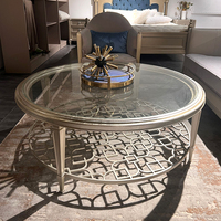 Table basse de luxe moderne en bois massif, écologique, modulaire, réglable en hauteur, avec incrustation en feuille d'or, sculptée à la main, pour salon