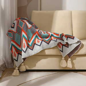 Queue de lit ethnique couverture de canapé tricotée bohème climatisation sieste décoration d'hiver couverture Raschel solide <span class=keywords><strong>Plaid</strong></span> géométrique - Product Image 5