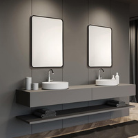 Modern Rectangle Metal Framed Bathroom Mirror with IP44 Rating for USA Window Pane Use