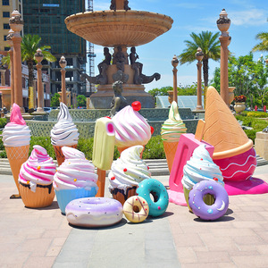 Escultura Decorativa de Helado de Simulación, Grande, para Exteriores, Decoración de Postres, Macaron, Donut, Cono, Tienda de Bebidas Frías, Artesanía de Resina y Madera - Product Image 1