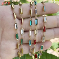 Nouveau carré/rectangle/coeur/poire/forme ronde en acier inoxydable plaqué or 18 carats et liens enveloppés de fil de zircone cubique de couleur mélangée