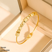 Bracelet fin en acier inoxydable plaqué or, avec perles, finition PVD durable, élégant et polyvalent, pour femme
