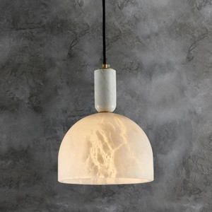 Minimalist Pendant <b>Light</b> Natural Marble Dome Shape <b>Led</b> <b>Light</b> Source Round Home Lighting Fixture For Bedroom Living Room - Product Image 1