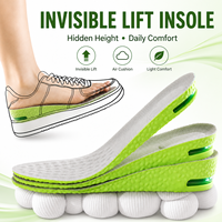 Semelles rehausseuses ajustables à 3 couches en PU avec coussin d'air, hauteur 1,5 2,5 3,5 cm, respirantes, avec base verte, rehausseurs discrets 3536 4345
