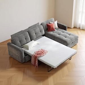<span class=keywords><strong>Canapé</strong></span>-lit sectionnel surdimensionné avec lit escamotable et chaise longue de rangement – Confortables canapés modulaires en L pour appartement et dortoir - Product Image 1