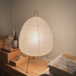 Lámpara de Mesa de Estilo Japonés <span class=keywords><strong>Akari</strong></span> Isamu Retro, de Papel de Arroz, Estilo Wabi-sabi, con Marco Metálico, Lámpara de Noche de Alta Gama - Product Image 1
