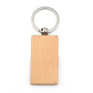 Porte-clés en bois rectangulaire personnalisé, 20 pièces, étiquettes vierges, Promotion