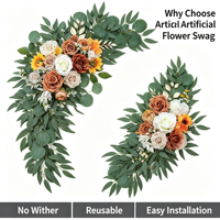 Guirlande de fleurs artificielles pour arche de mariage, toile de fond, allée d'entrée, réception de gala, fête d'hôtel, accessoire photo, aménagement de vitrine