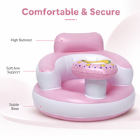 Siège de sol gonflable moderne pour bébé avec pompe à air intégrée, plateau en forme de cœur, rose, pour apprendre à s'asseoir, l'alimentation, chambre à coucher, salon