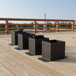 Support de poteau 6x6 pouces, taille intérieure 5.6x5.6, plaque d'ancrage thermolaquée pour garde-corps de terrasse et support de pavillon - Product Image 2