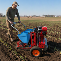 Planteuse d'ail manuelle autopropulsée pour la plantation verticale des gousses d'ail dans les petits champs