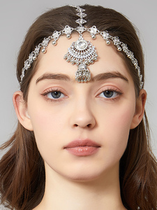 Vintage Indian Matha Patti Head Chain Bollywood Traditional Bridal Hair Jewelry Set Imitation Pearl Tassel Maang <strong>Tikka</strong> for Women - Product Image 6