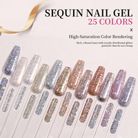 OEM ODM 25 couleurs Gel UV réfléchissant Gel pailleté Vernis à ongles Super brillant Gel pailleté Vernis à ongles Set