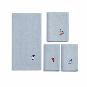 Embroidered Cotton Napkins 100% Linen Custom Napkins fRectangle Handmade Classic <b>Table</b> for Home & Airplane Use with Logo Decor - Product Image 4