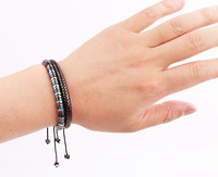 Nouveau Design de perles d'hématite ondulées colorées, cordon tressé à la main, Bracelet en macramé pour hommes et femmes JBS11284