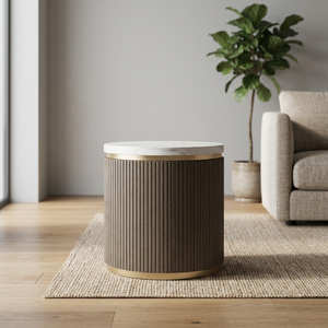 La table Nara Jari présente une finition marron contemporaine, avec des dimensions de 430 x 430 x 480, idéale pour sublimer le style de toute chambre. - Product Image 3