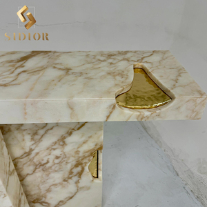 Consolle reale in marmo naturale di lusso nero marrone bianco Console d'<span class=keywords><strong>angolo</strong></span> tavolo <span class=keywords><strong>ingresso</strong></span> Villa mobili - Product Image 4