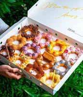 Vente flash - Boîte en papier biodégradable personnalisée entièrement imprimée, style pop-up automatique, emballage pour beignets avec logo