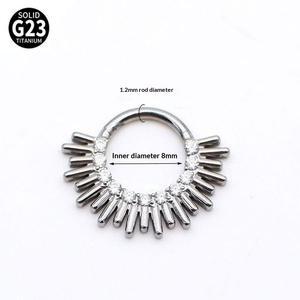 Venta Directa de Fábrica, Modelo <span class=keywords><strong>OUSLY</strong></span> OU20260414-1, Anillo de Nariz de Titanio G23 con Zirconia Electrochapada de 8mm, Joyería Corporal, Piercing Geométrico - Product Image 2