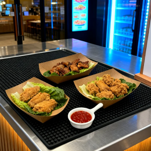 Plateau <span class=keywords><strong>de</strong></span> bateau <span class=keywords><strong>en</strong></span> papier kraft recyclable pour salade Logo personnalisé jetable poulet frit à emporter <span class=keywords><strong>en</strong></span> gros - Product Image 1