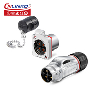 Cnlinko BD24 Conector de montaje en panel de metal Conector de alimentación IP68 resistente al agua industrial de 4 pines